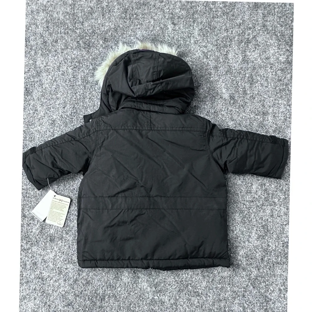 Phat Farm Vintage Black Parka Jacket Fur Hood Winter Toddler Baby Size‎ 6-12M